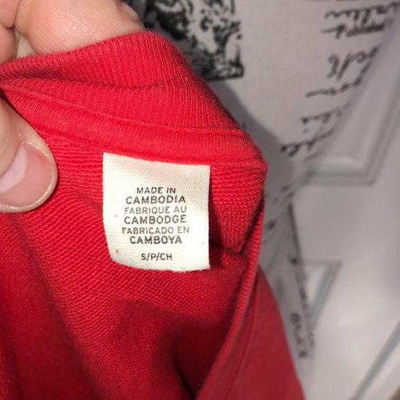 Levi's Women's Cropped Crew Neck Sweatshirt Red ~ Size S - Picture 8 of 9